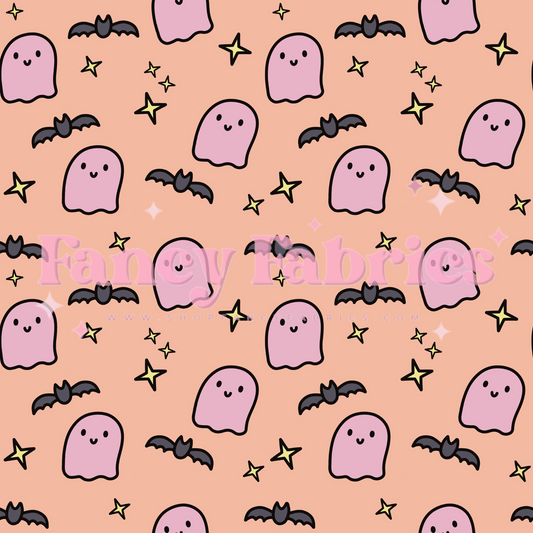 Lauren Liza Designs | Cute Pink Ghosts & Bats | PREORDER | By The Yard
