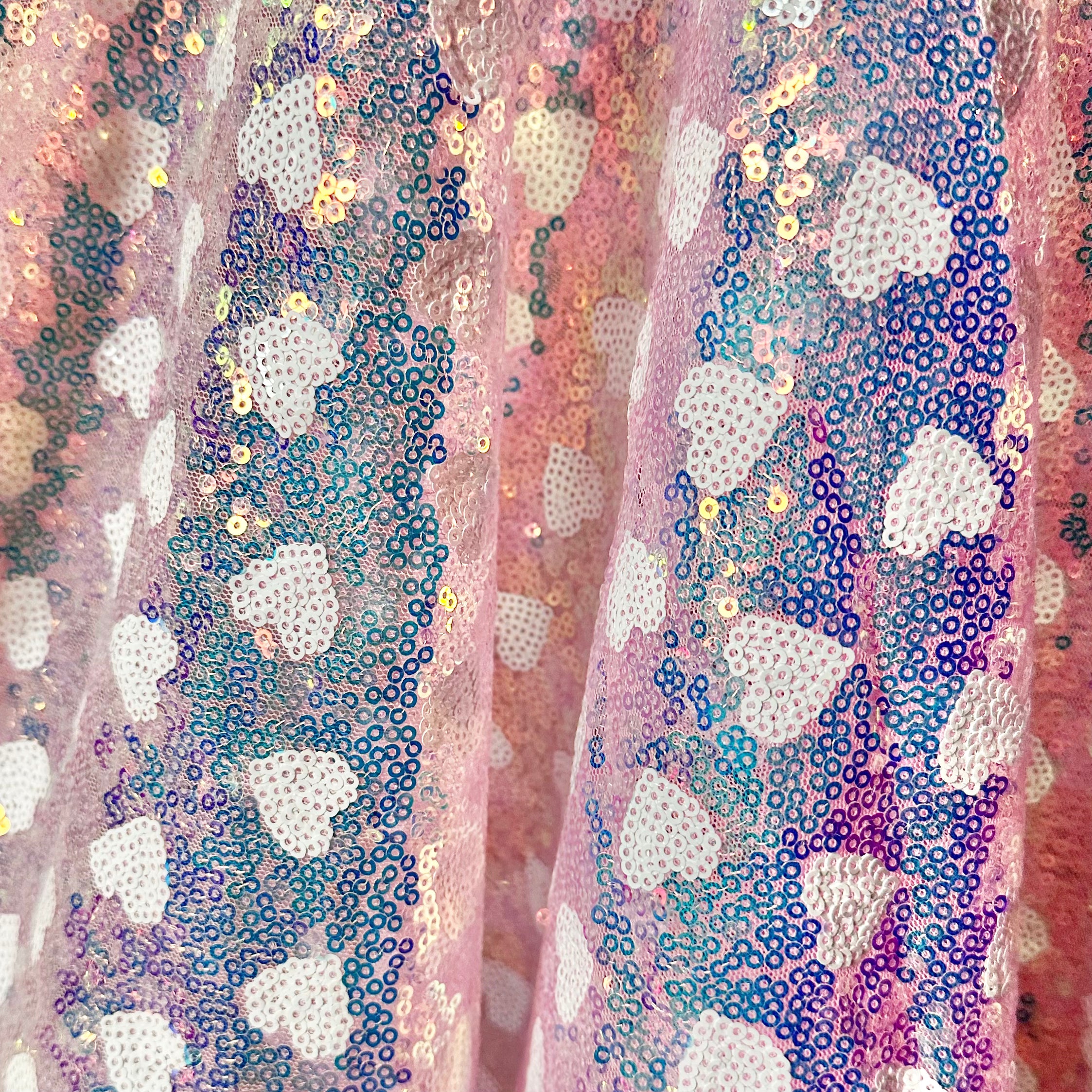 Light Pink | Heart Sequin Mesh