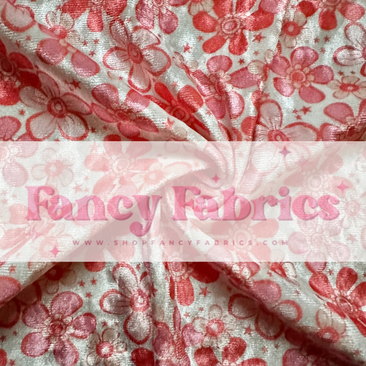 Pink Floral | Crushed Stretch Velvet | Ready To Ship