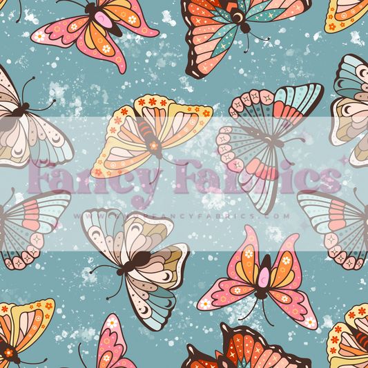 Colorful Butterflies (Blue) | PREORDER | By The Yard