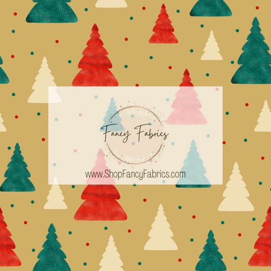 Vintage Christmas Trees (Dots) | PREORDER | By The Yard