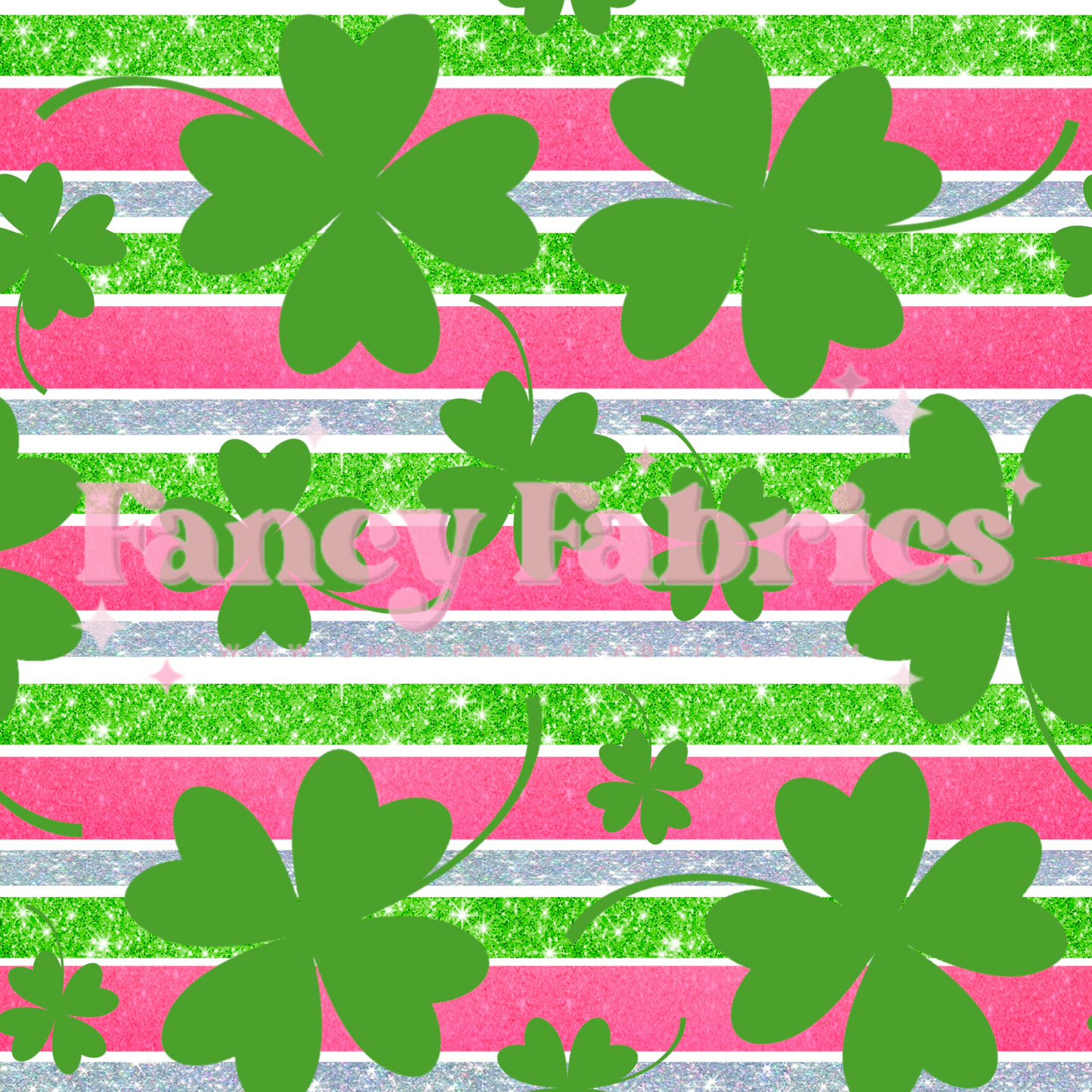 Creative Graphics | Glitter Stripe Clovers | PREORDER | By The Yard