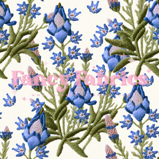 Blue Bonnet Embroidery | PREORDER | By The Yard