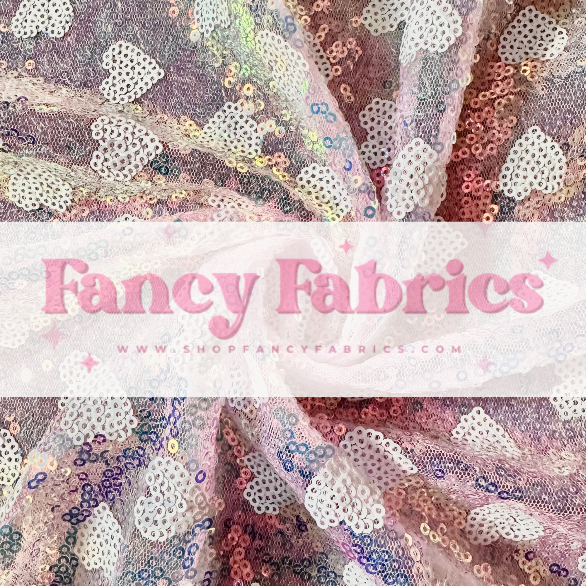 Light Pink | Heart Sequin Mesh