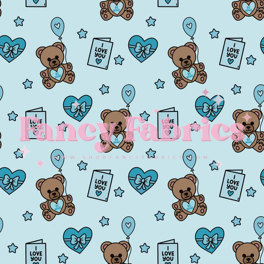 Lauren Liza Designs | Blue Teddy Valentine | PREORDER | By The Yard