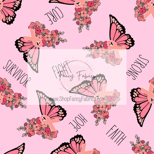 Pink Ribbon Butterflies | PREORDER | By The Yard