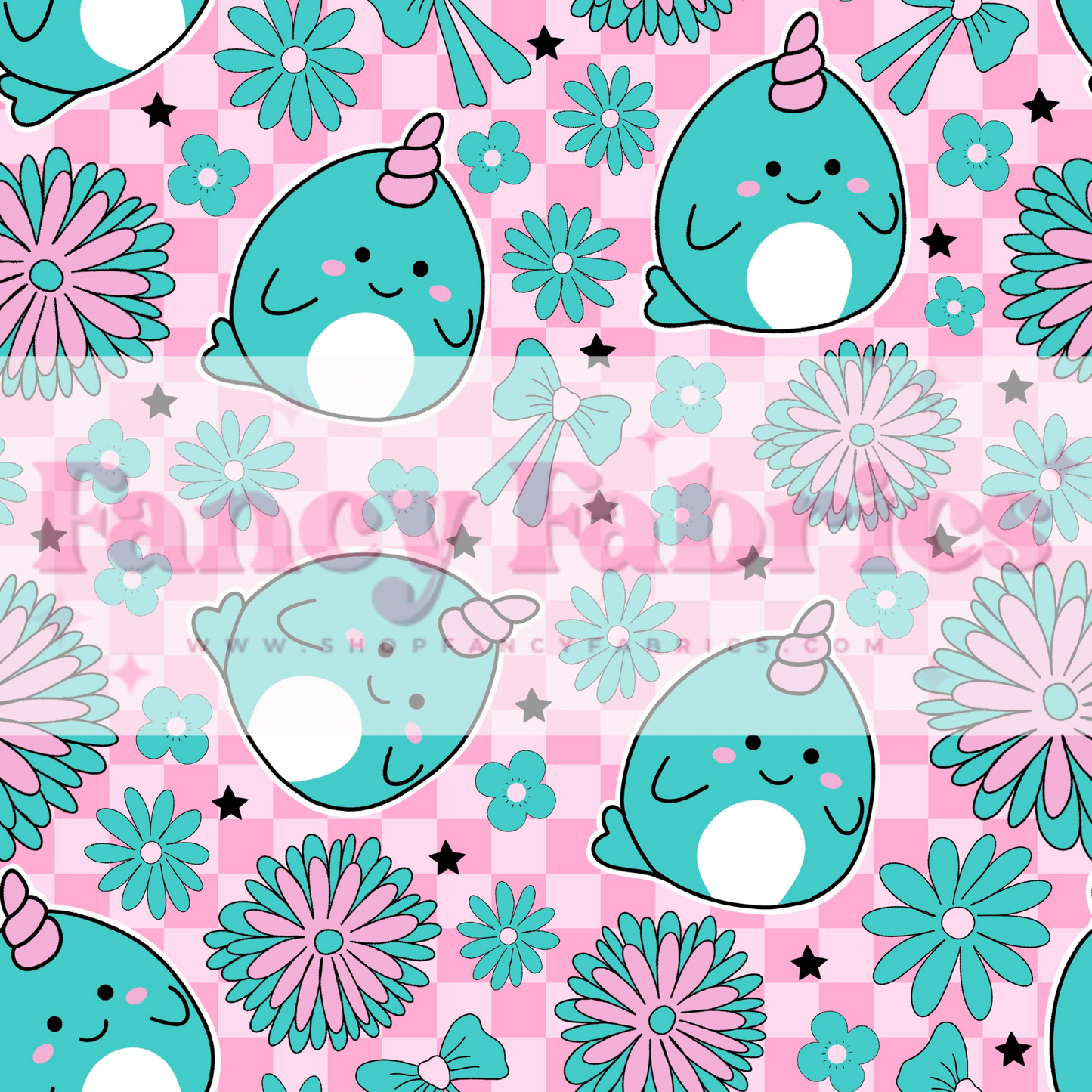 Narwhal Squish (Teal + Pink) | PREORDER | By The Yard