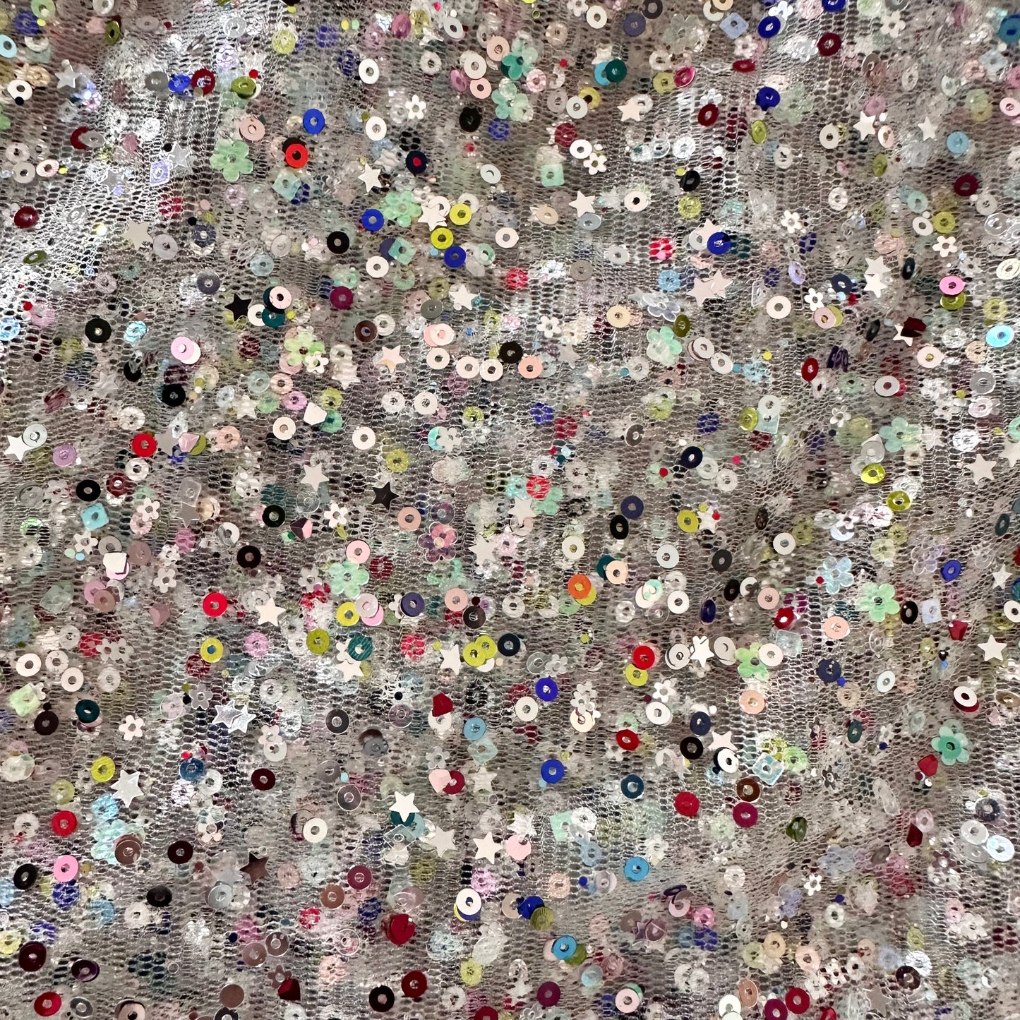 White | Confetti Sequin Mesh