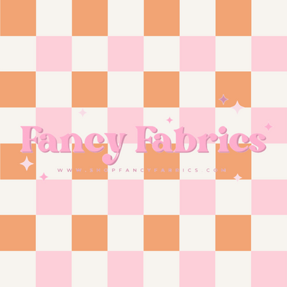 Muse Bloom | Light Pink + Orange Checks | PREORDER | By The Yard