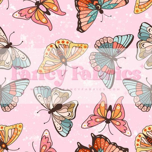 Colorful Butterflies (Pink) | PREORDER | By The Yard