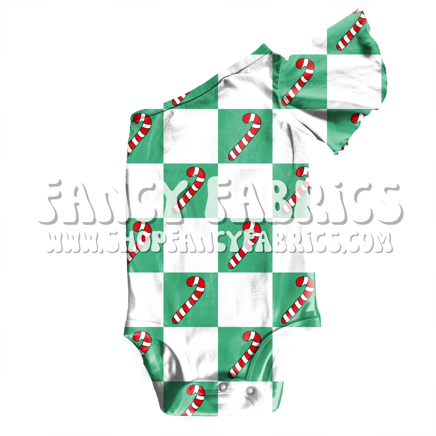 Candy Cane Checkers (Green) | PREORDER | By The Yard