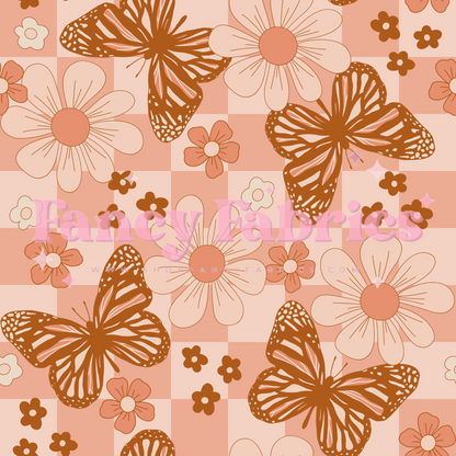 Butterfly Floral Checks | PREORDER | By The Yard