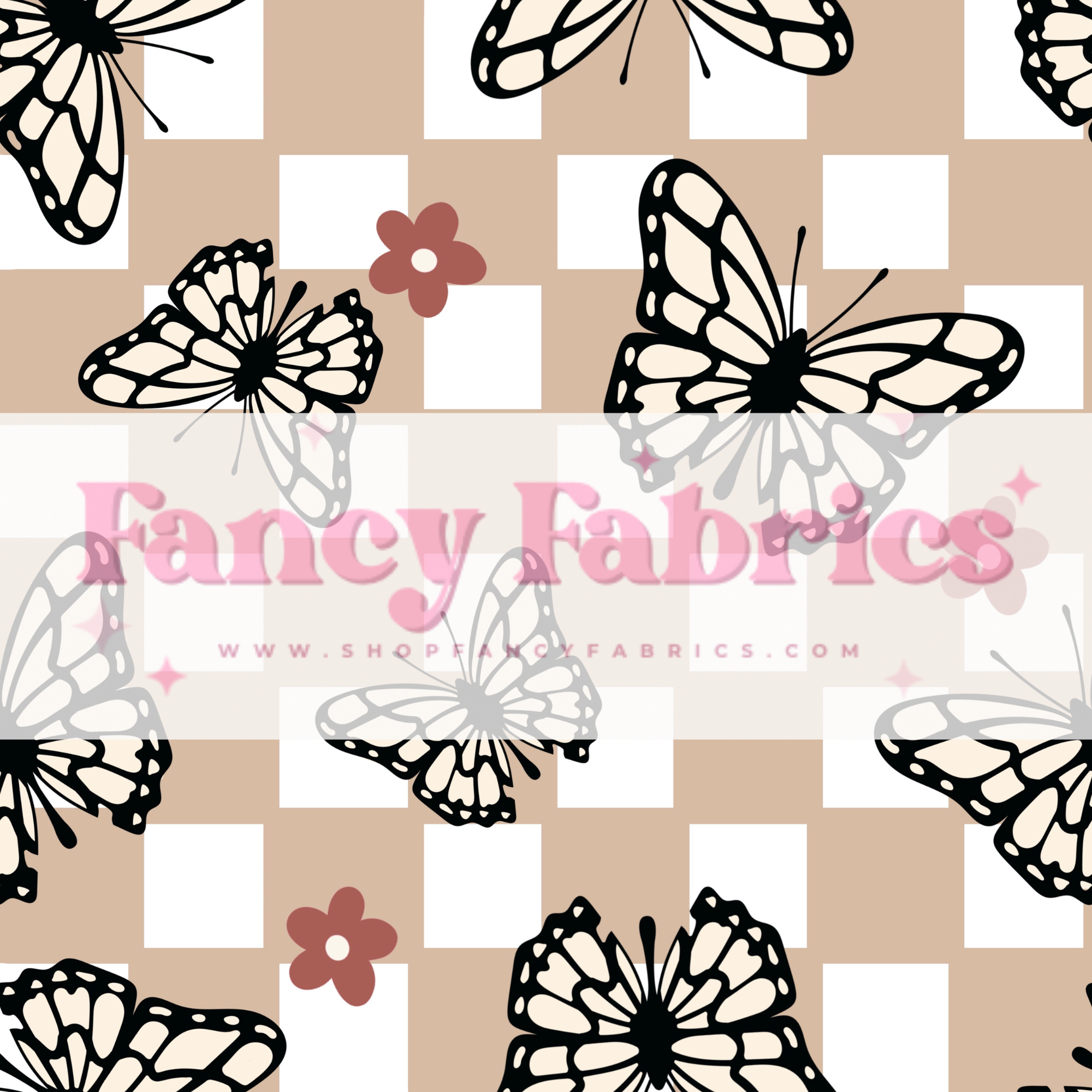 Checkered Monarchs (Tan) | PREORDER | By The Yard