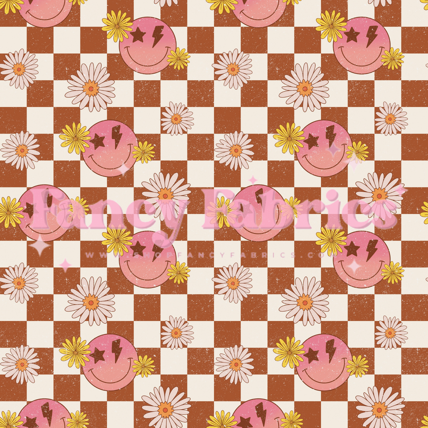 Lauren Liza Designs | Retro Smiley Checkers | PREORDER | By The Yard