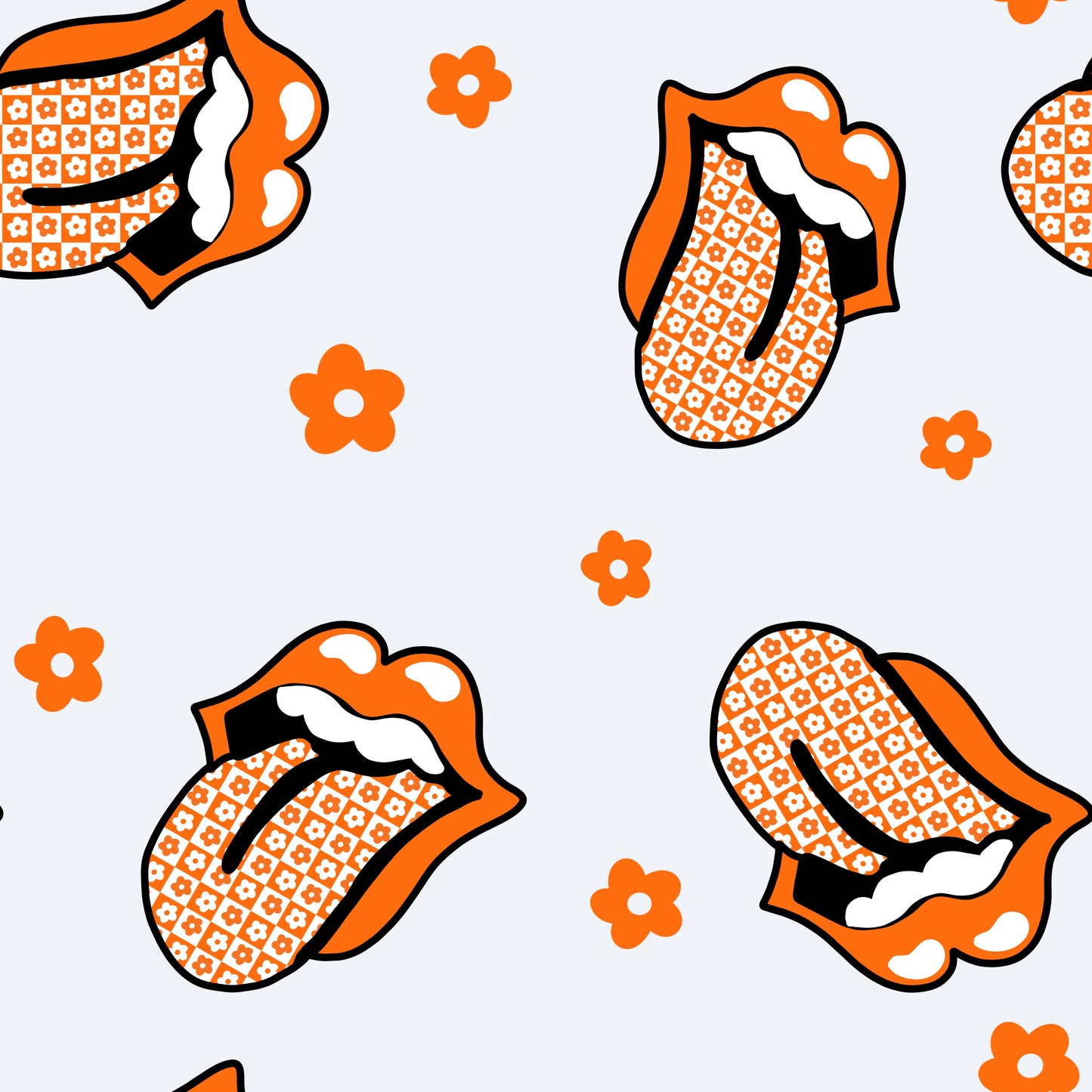 Orange Floral Tongues | PREORDER | By The Yard