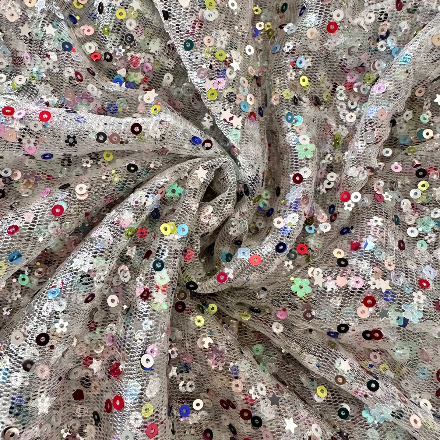 White | Confetti Sequin Mesh