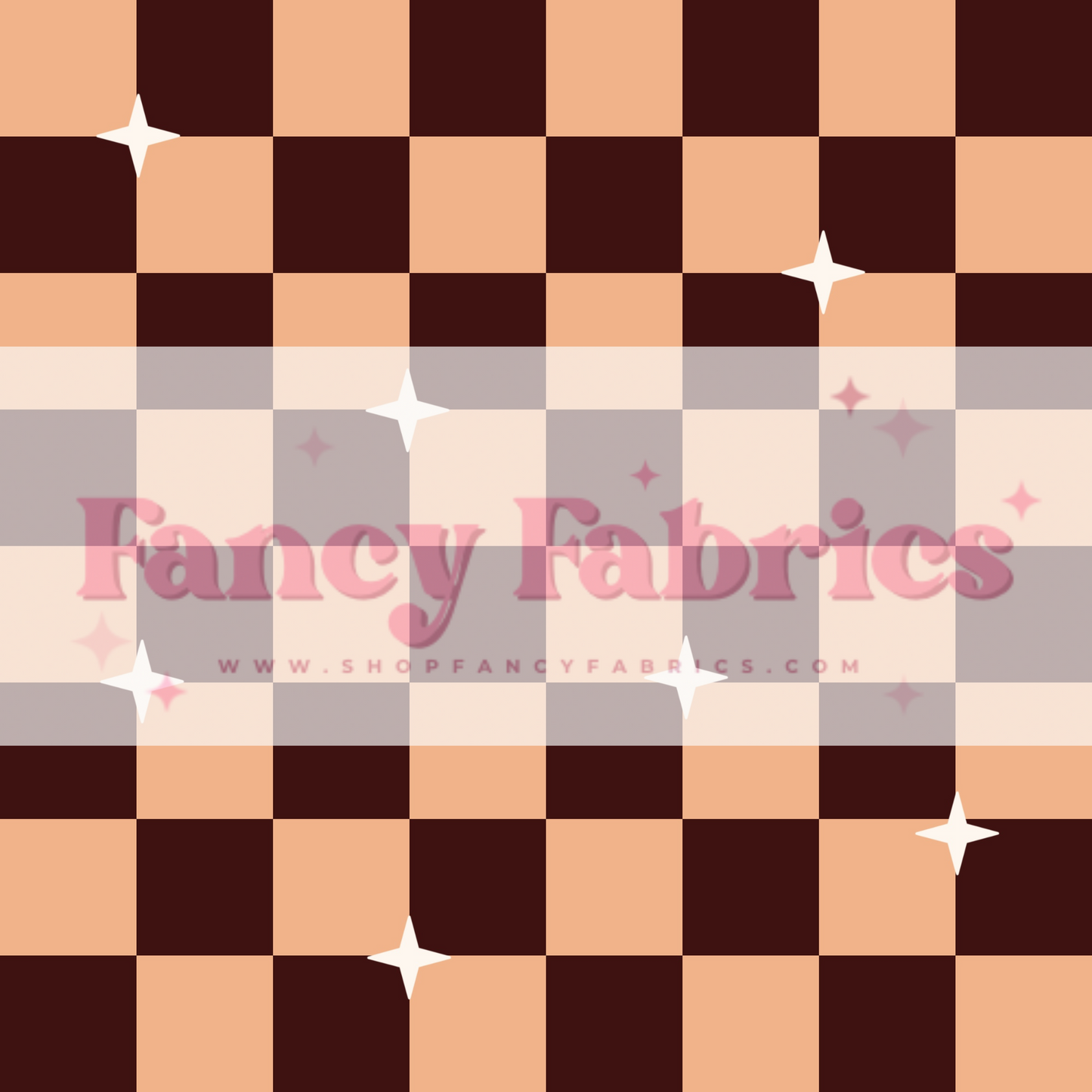 Retro Checkers (Brown) | PREORDER | By The Yard