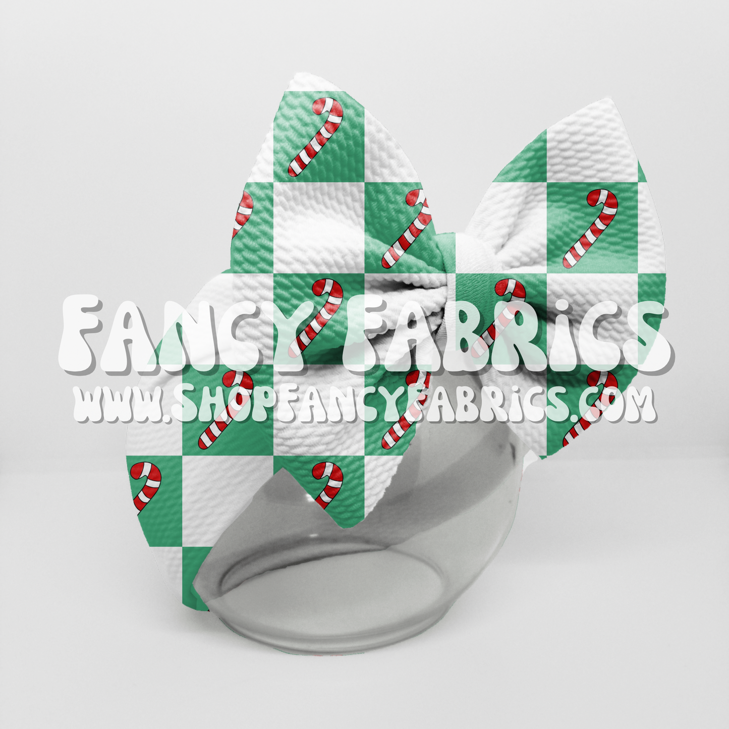 Candy Cane Checkers (Green) | PREORDER | By The Yard