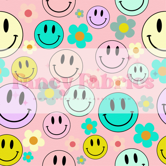 Groovy Smiley Flowers | PREORDER | By The Yard