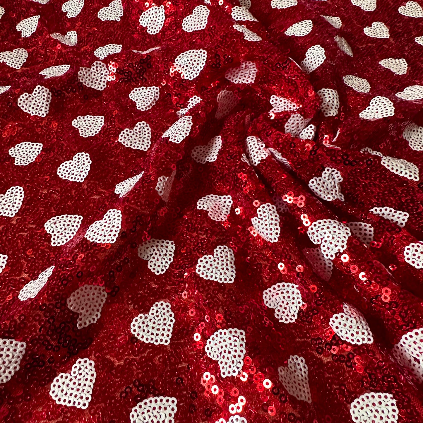 Red | Heart Sequin Mesh