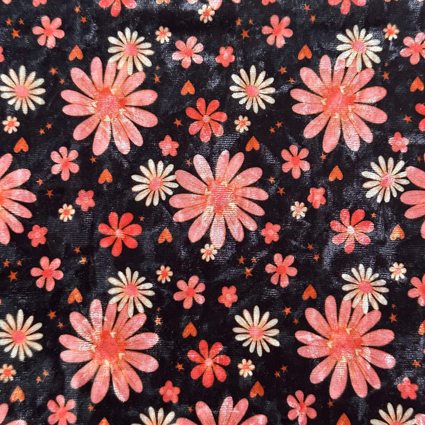 Black Heart Floral | Crushed Stretch Velvet | Ready To Ship