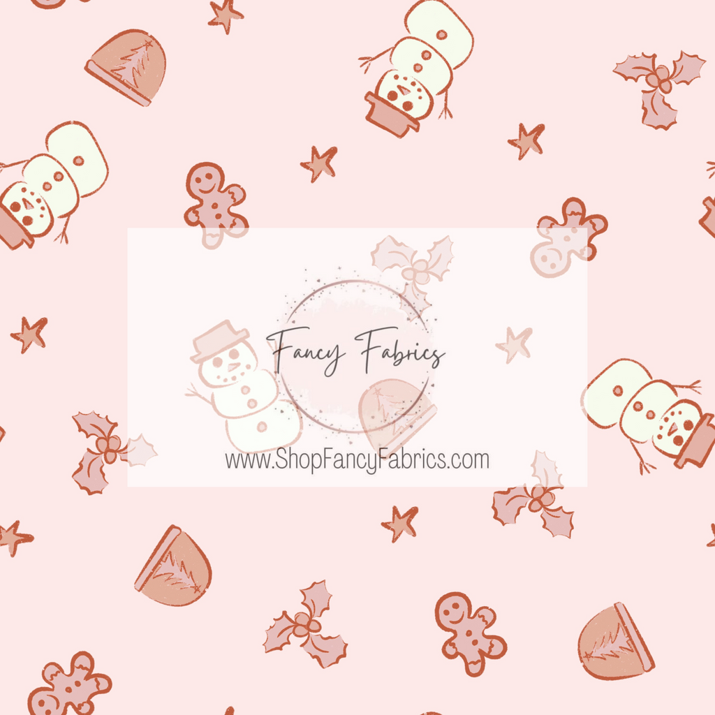 Tiny Christmas Doodles (Pink) | PREORDER | By The Yard