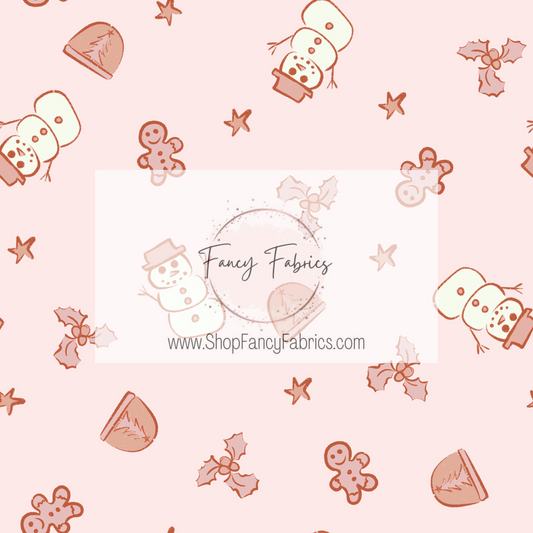 Tiny Christmas Doodles (Pink) | PREORDER | By The Yard