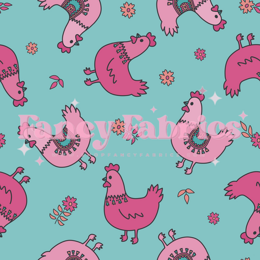 Lauren Liza Designs | Chickens Pink | PREORDER | By The Yard