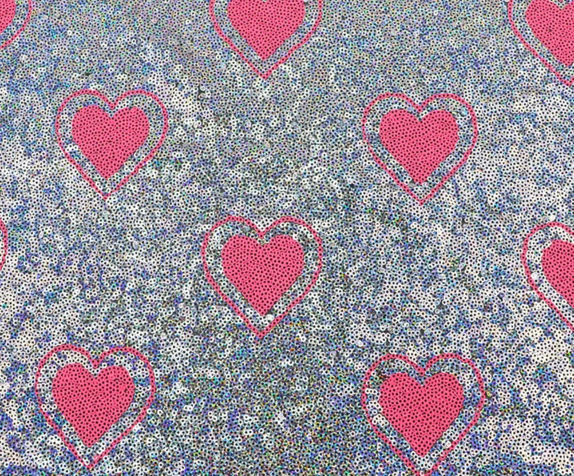 Holo Hearts | Sequin Mesh | Ready To Ship