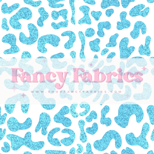 Baby Blue Glitter Leopard | PREORDER | By The Yard