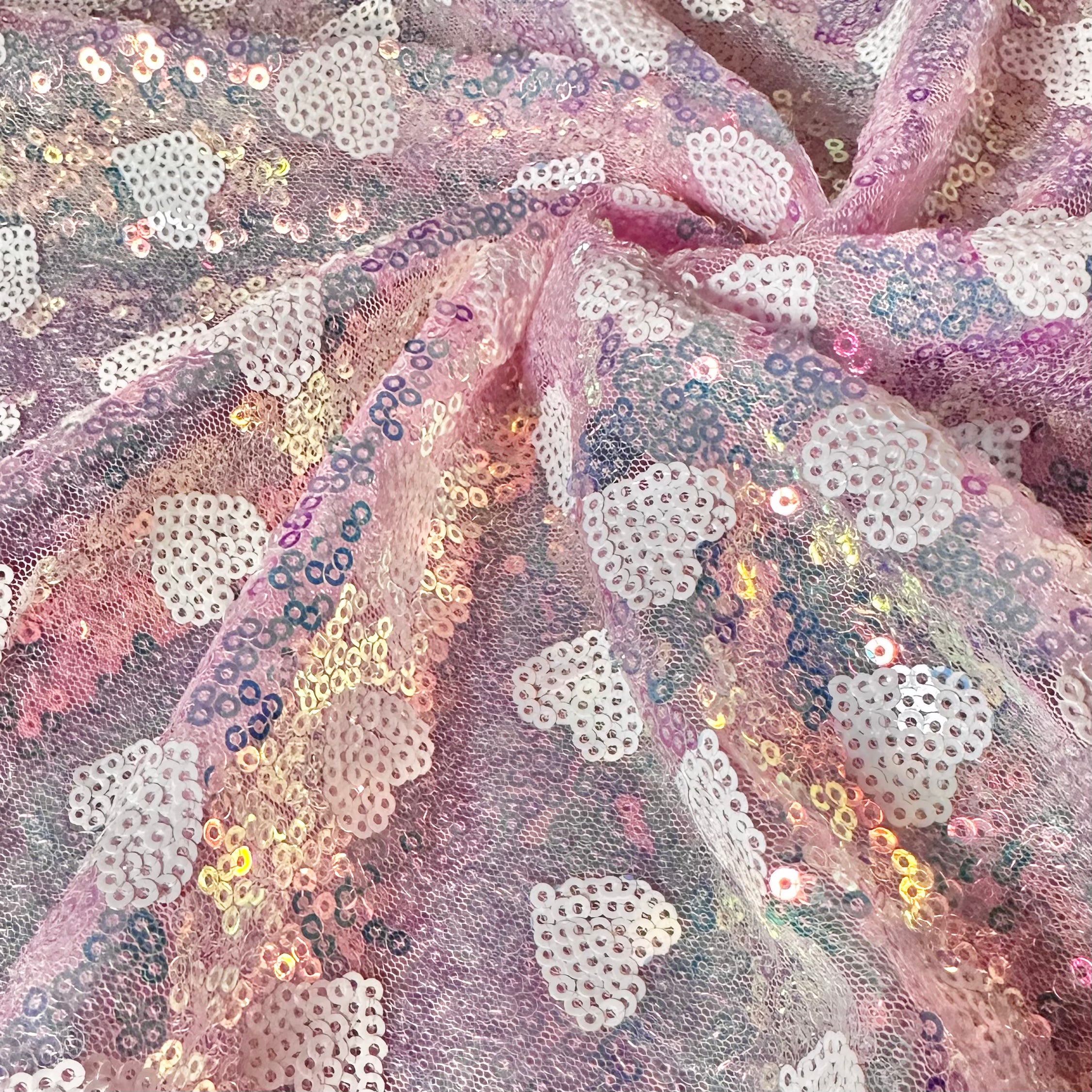 Light Pink | Heart Sequin Mesh
