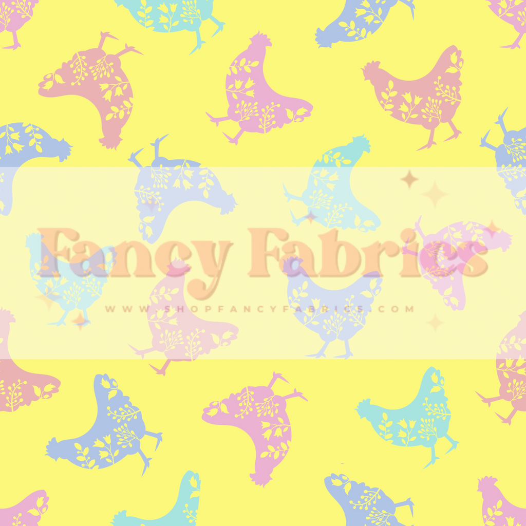 Pastel Chickens (Yellow) | PREORDER | By The Yard