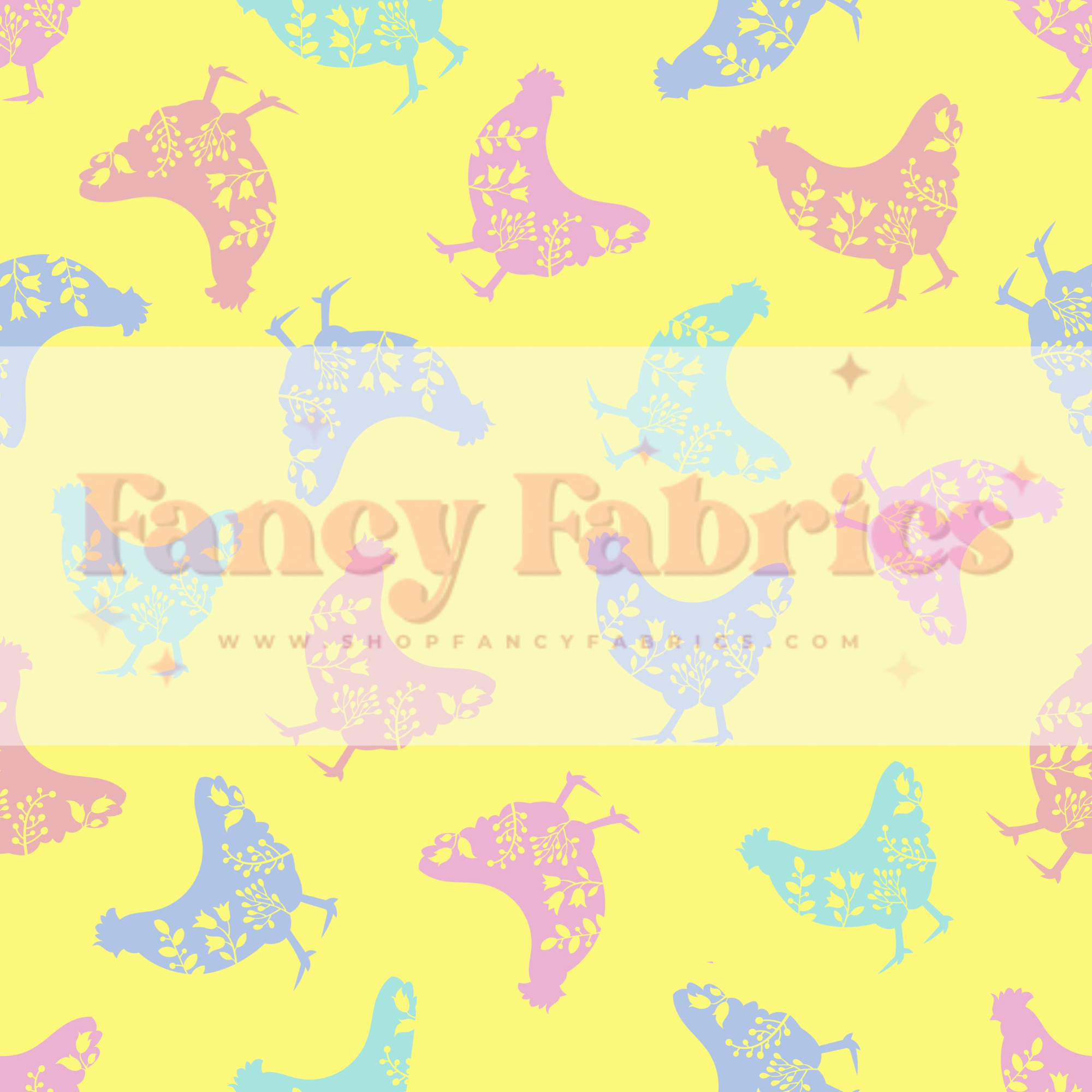Pastel Chickens (Yellow) | PREORDER | By The Yard