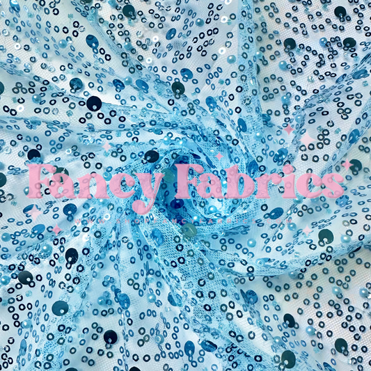 Baby Blue | Sequin + Pearl Mesh