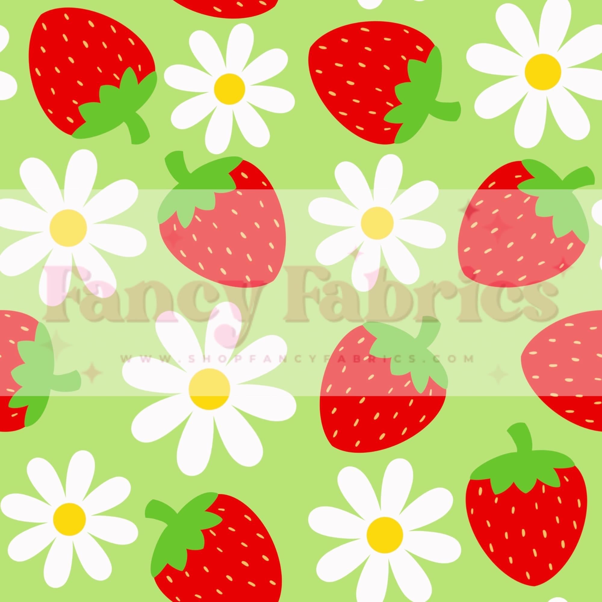Creative Graphics | Strawberry Floral (Green) | PREORDER | By The Yard