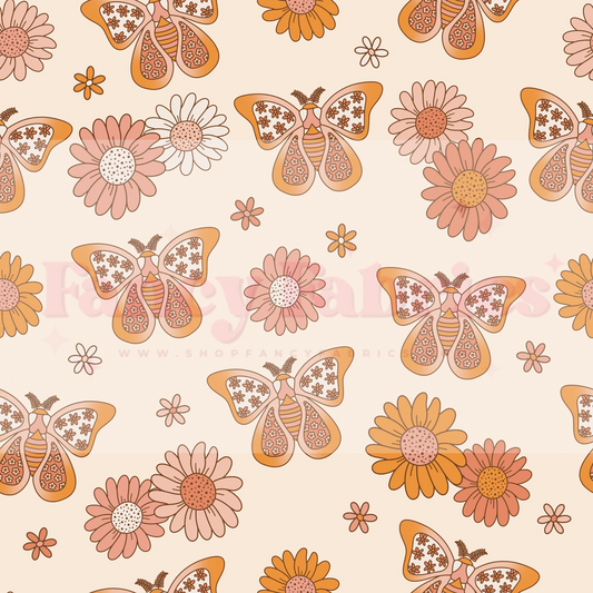 Lauren Liza Designs | Moths Orange | PREORDER | By The Yard