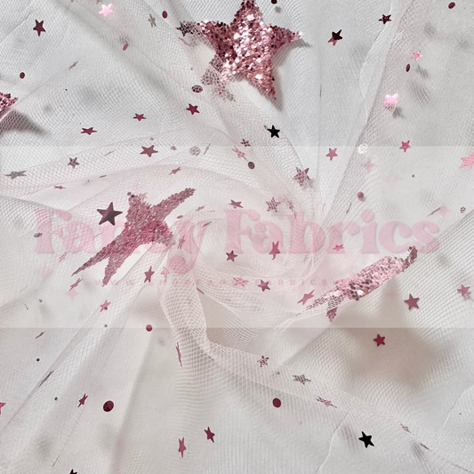 Pink Glitter Stars | Mesh | Ready To Ship